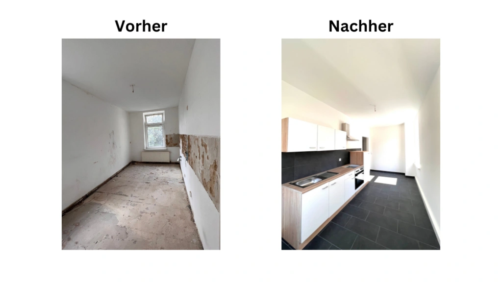Referenzen: Vorher/Nachher Bild Küchensanierung